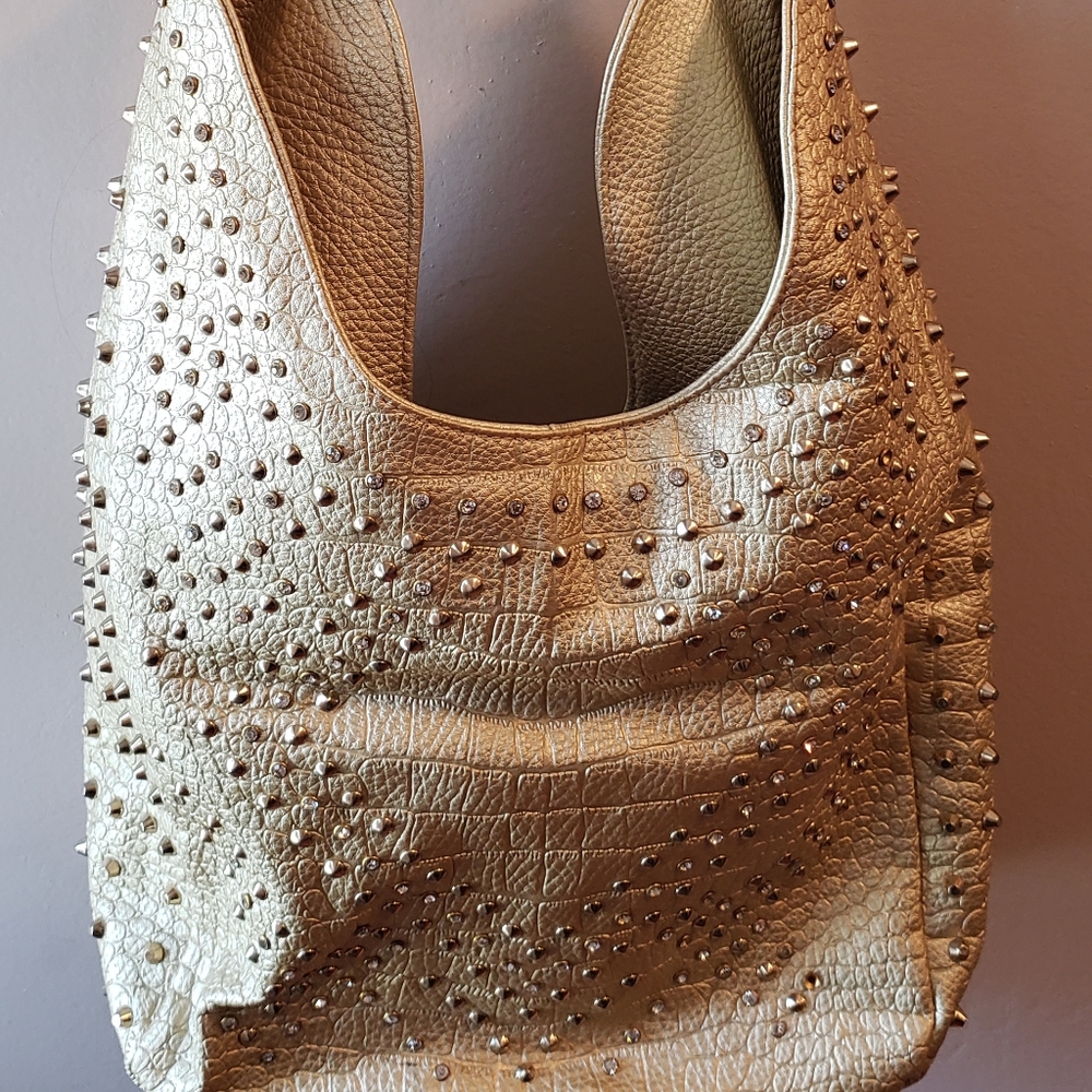 Gold handbag with jewel accents